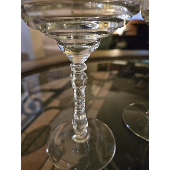 Vintage Libbey Rock Sharpe Flower & Lines Cut Champagne Goblet Set Of 4 - Picture 5 of 7